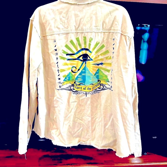 Indiana Jones Expert Of The Occult Khaki Distressed Button Down Shirt Size 3X - Picture 4 of 10